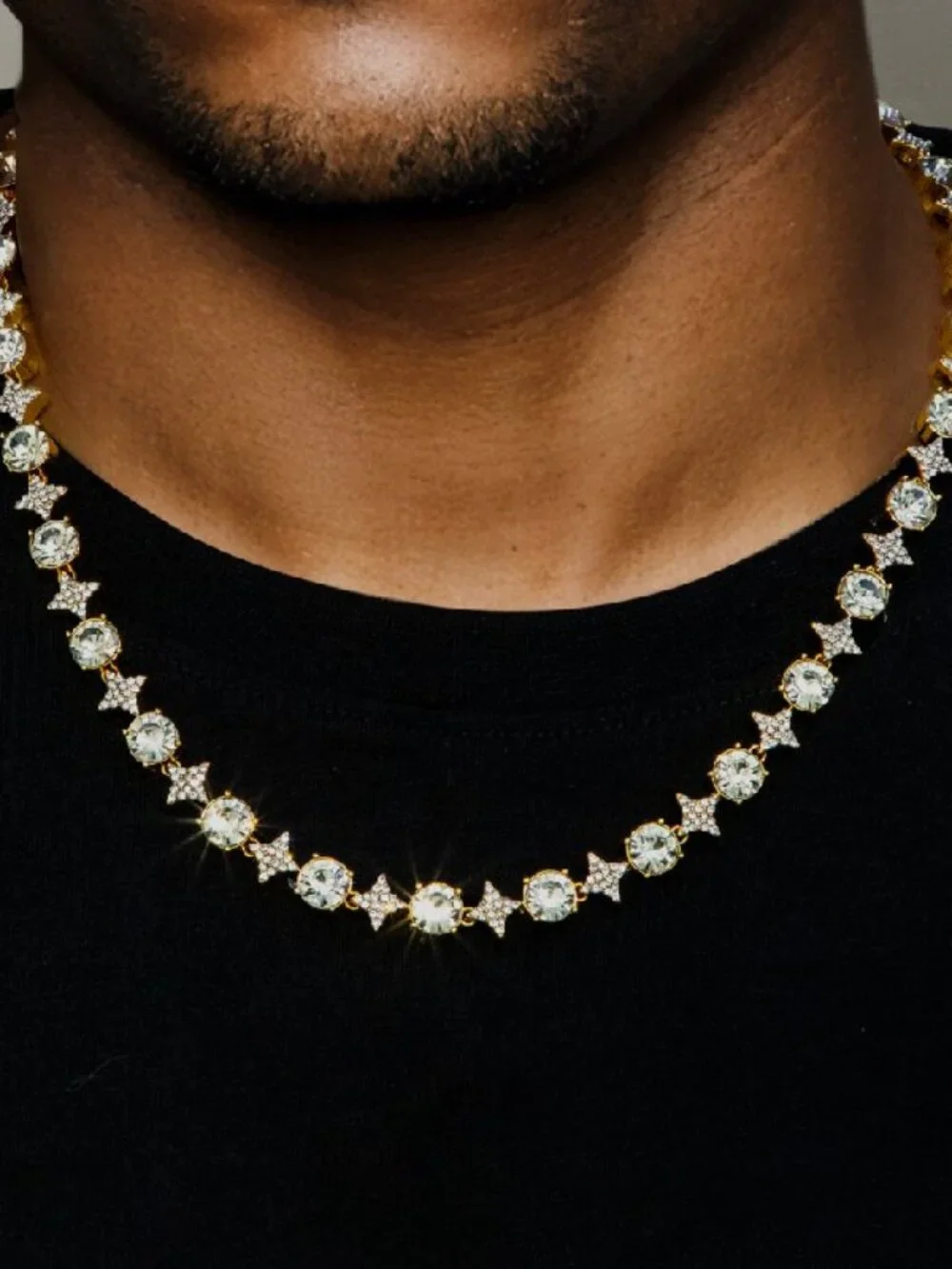 8MM ICED STAR NECKLACE @ BRACELET SET NEW!